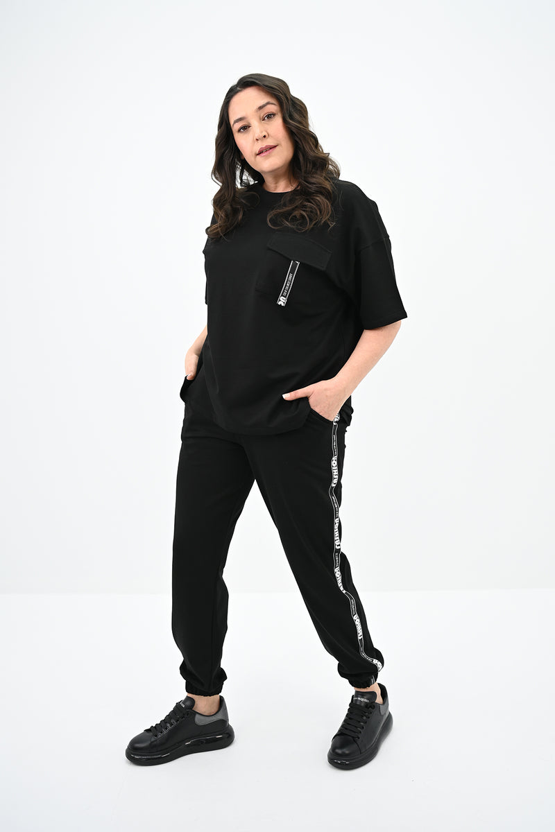 Kadın Büyük Beden Yan Şerit Detaylı Eşofman Takımı 8088-24