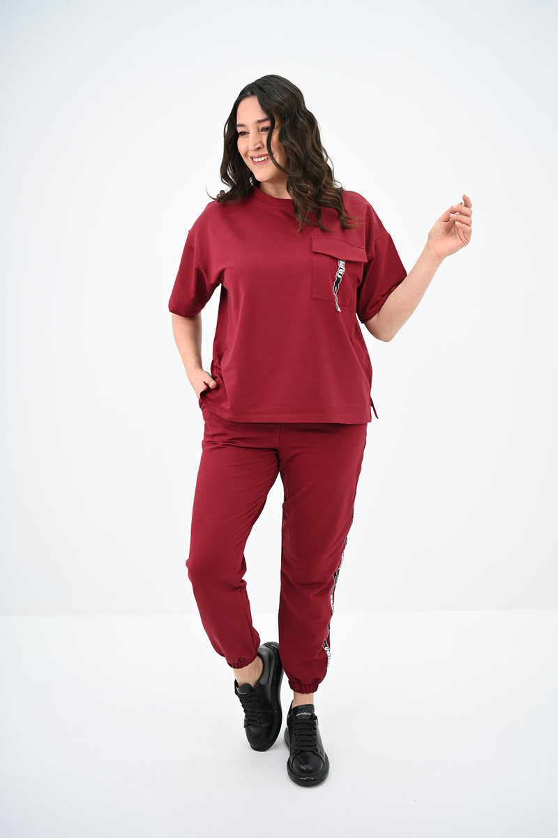 Kadın Büyük Beden Yan Şerit Detaylı Eşofman Takımı 8088-24