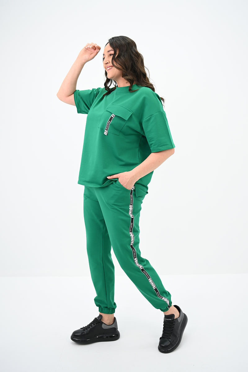 Kadın Büyük Beden Yan Şerit Detaylı Eşofman Takımı 8088-24