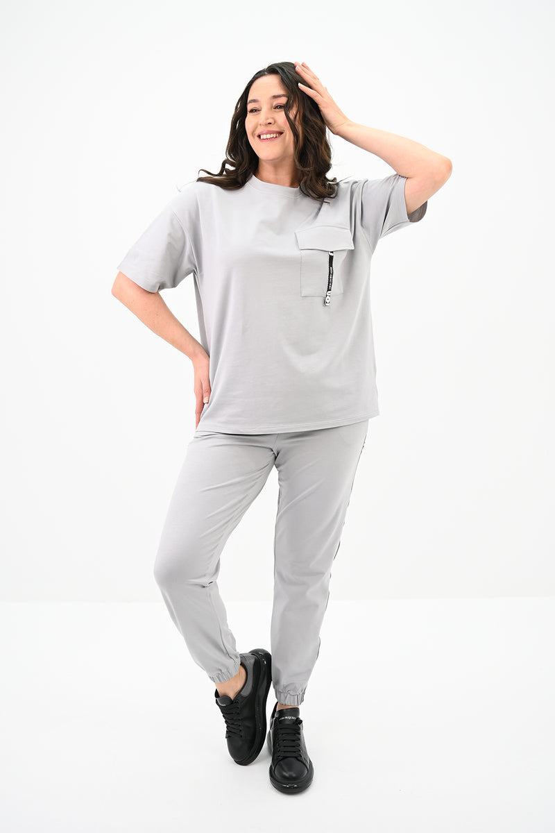 Kadın Büyük Beden Yan Şerit Detaylı Eşofman Takımı 8088-24