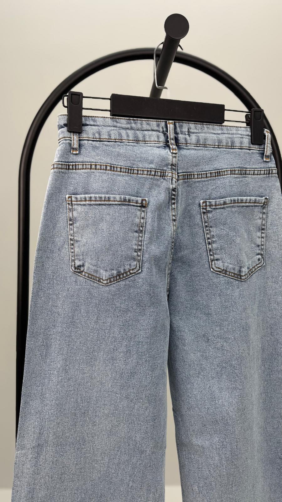 Kadın Büyük Beden Yüksek Bel Bol Paça Jean 4419-25 1027