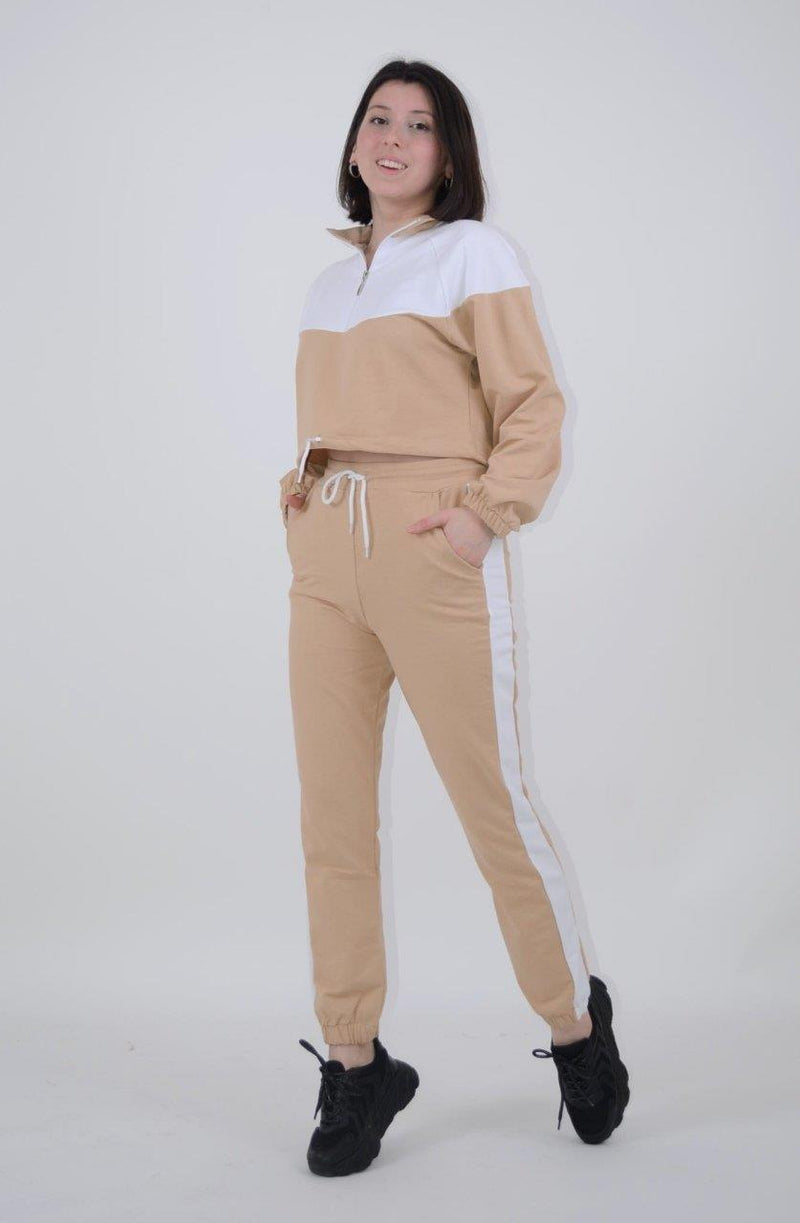 Kadın Göbeği Açık Fermuarlı Eşofman Takımı 8776