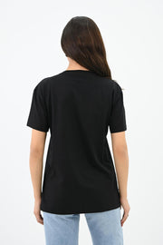 Kadın Gold Taş Baskılı T-shirt 1730-24