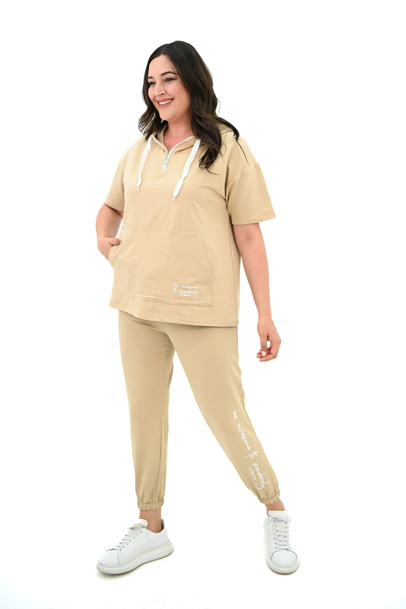 Kadın Kapüşonlu Büyük Beden Eşofman Takımı 3759-23