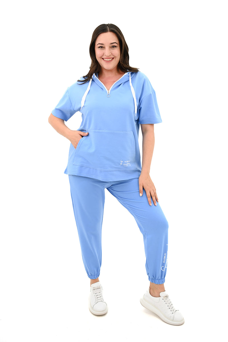 Kadın Kapüşonlu Büyük Beden Eşofman Takımı 3759-23