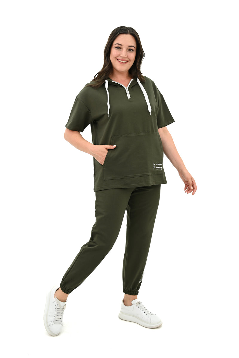 Kadın Kapüşonlu Büyük Beden Eşofman Takımı 3759-23