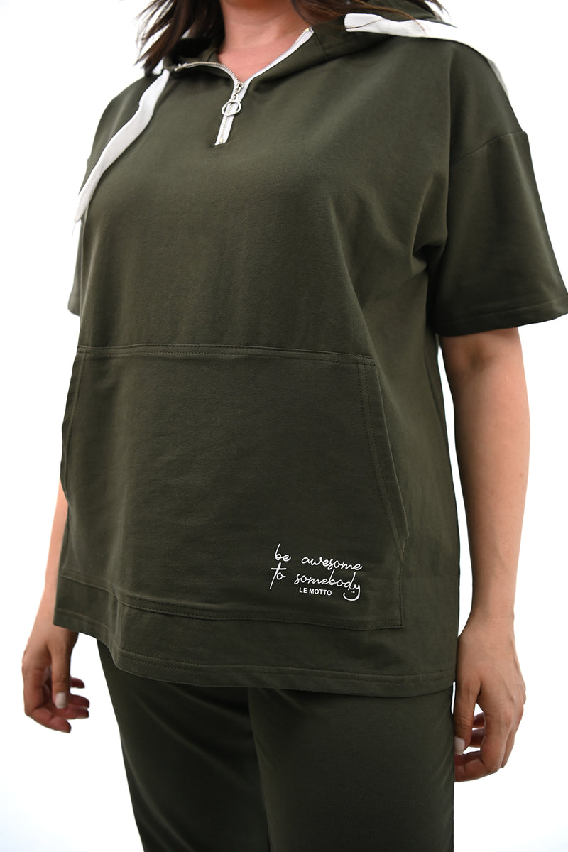 Kadın Kapüşonlu Büyük Beden Eşofman Takımı 3759-23