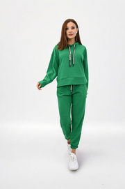 Kadın Kapüşonlu Lastik Paça Detaylı Eşofman Takımı 4161-25