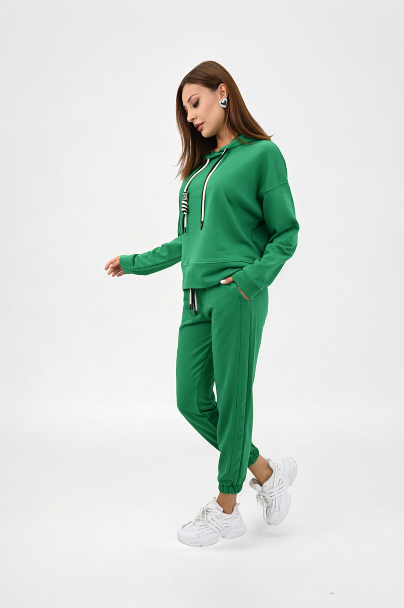 Kadın Kapüşonlu Lastik Paça Detaylı Eşofman Takımı 4161-25