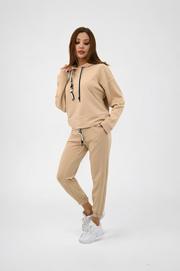 Kadın Kapüşonlu Lastik Paça Detaylı Eşofman Takımı 4161-25