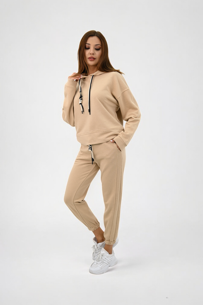 Kadın Kapüşonlu Lastik Paça Detaylı Eşofman Takımı 4161-25