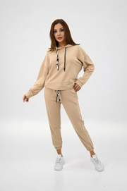 Kadın Kapüşonlu Lastik Paça Detaylı Eşofman Takımı 4161-25