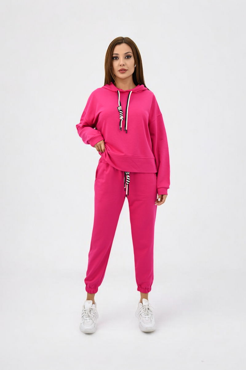 Kadın Kapüşonlu Lastik Paça Detaylı Eşofman Takımı 4161-25