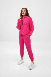 Kadın Kapüşonlu Lastik Paça Detaylı Eşofman Takımı 4161-25