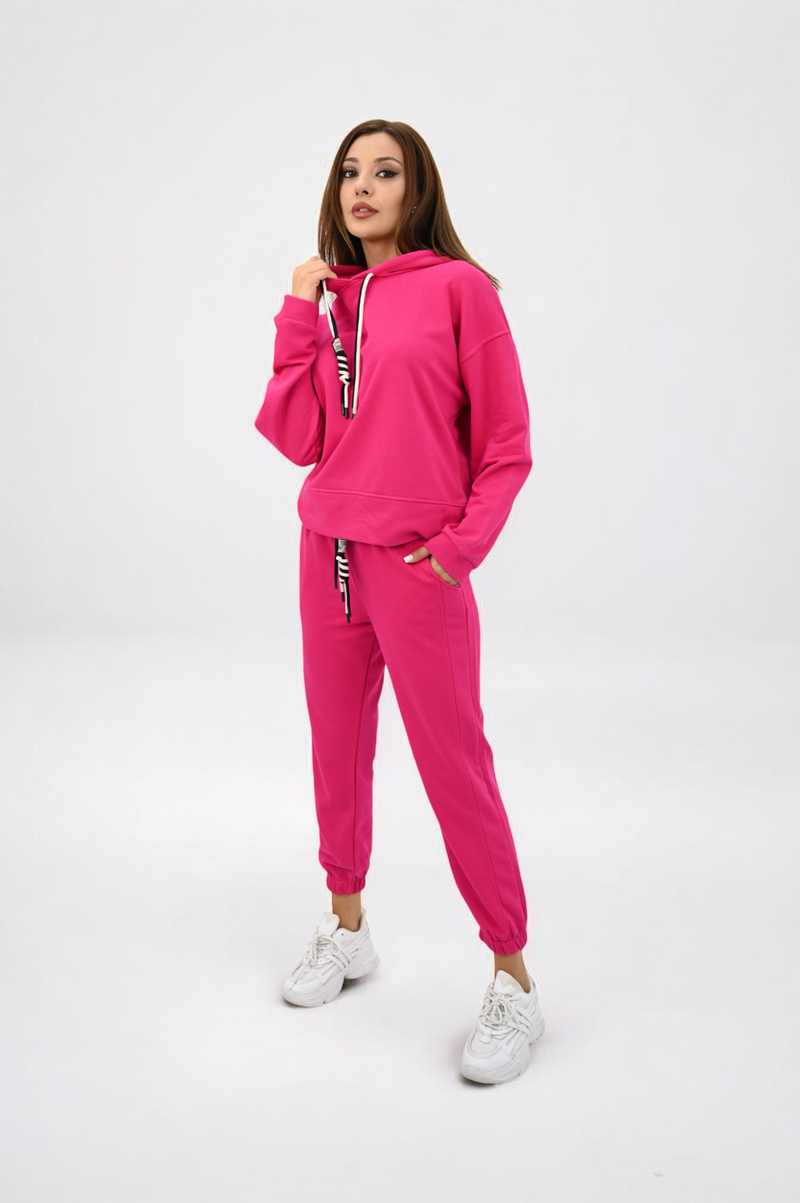Kadın Kapüşonlu Lastik Paça Detaylı Eşofman Takımı 4161-25