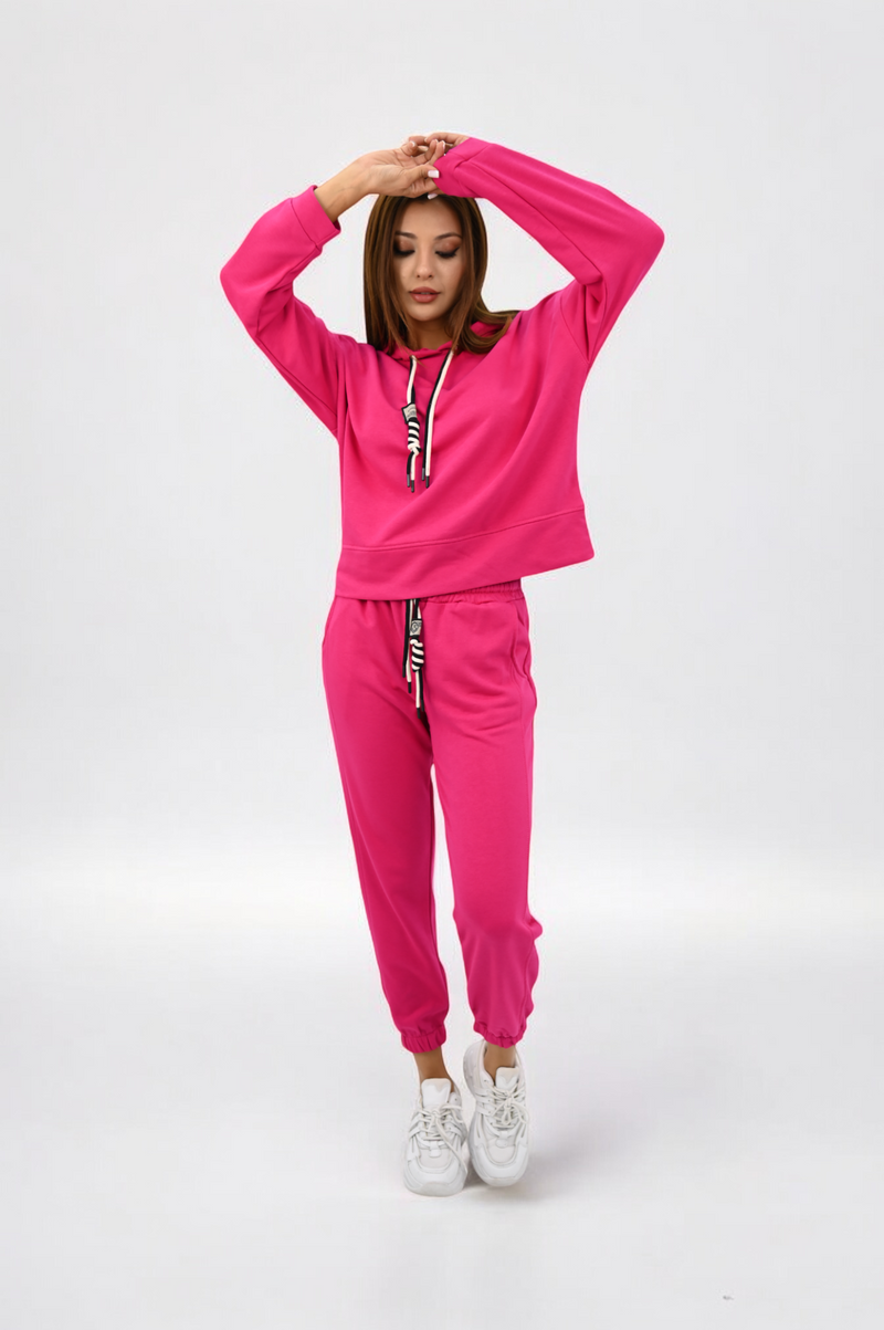 Kadın Kapüşonlu Lastik Paça Detaylı Eşofman Takımı 4161-25