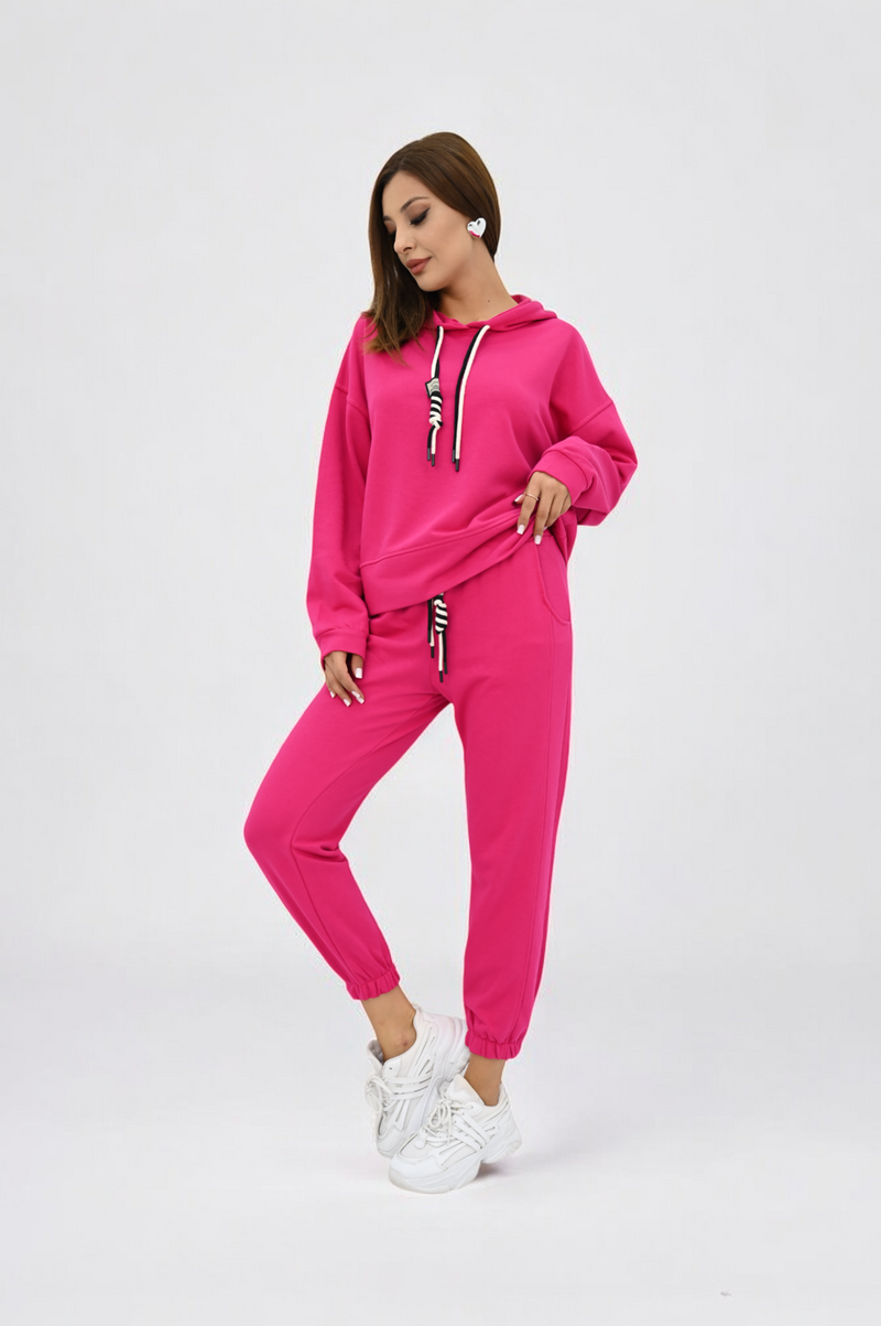 Kadın Kapüşonlu Lastik Paça Detaylı Eşofman Takımı 4161-25