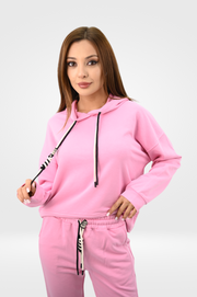 Kadın Kapüşonlu Lastik Paça Detaylı Eşofman Takımı 4161-25
