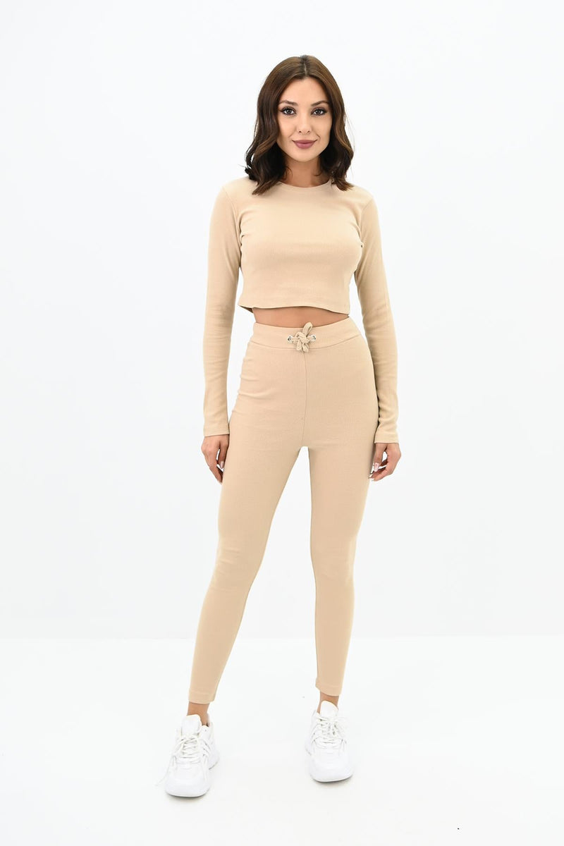 Kadın Kaşkorse Crop Tayt Takım 3727-23