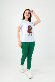 Kadın Kısa Kollu Baskılı Eşofman Takımı 3773-23