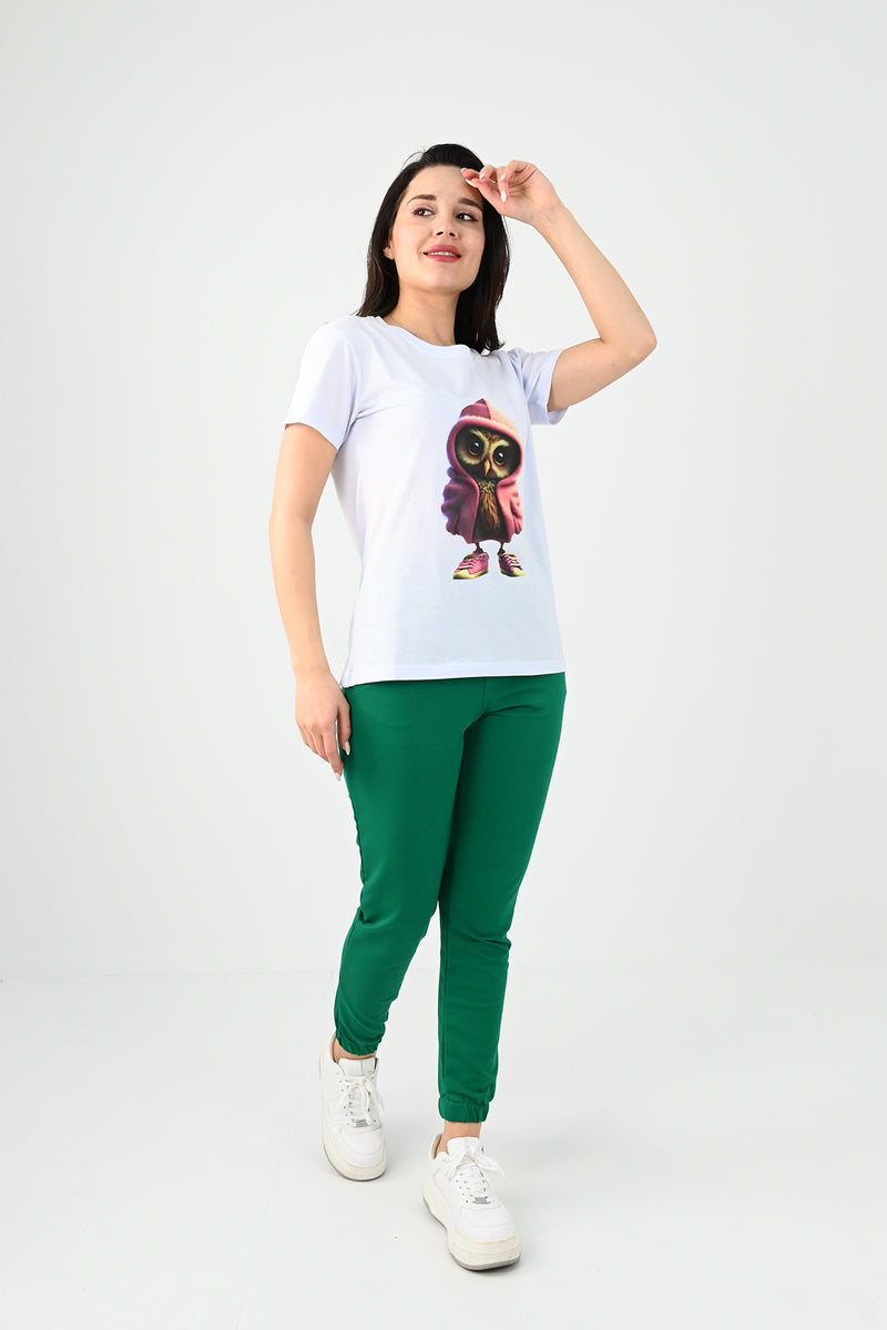 Kadın Kısa Kollu Baskılı Eşofman Takımı 3773-23