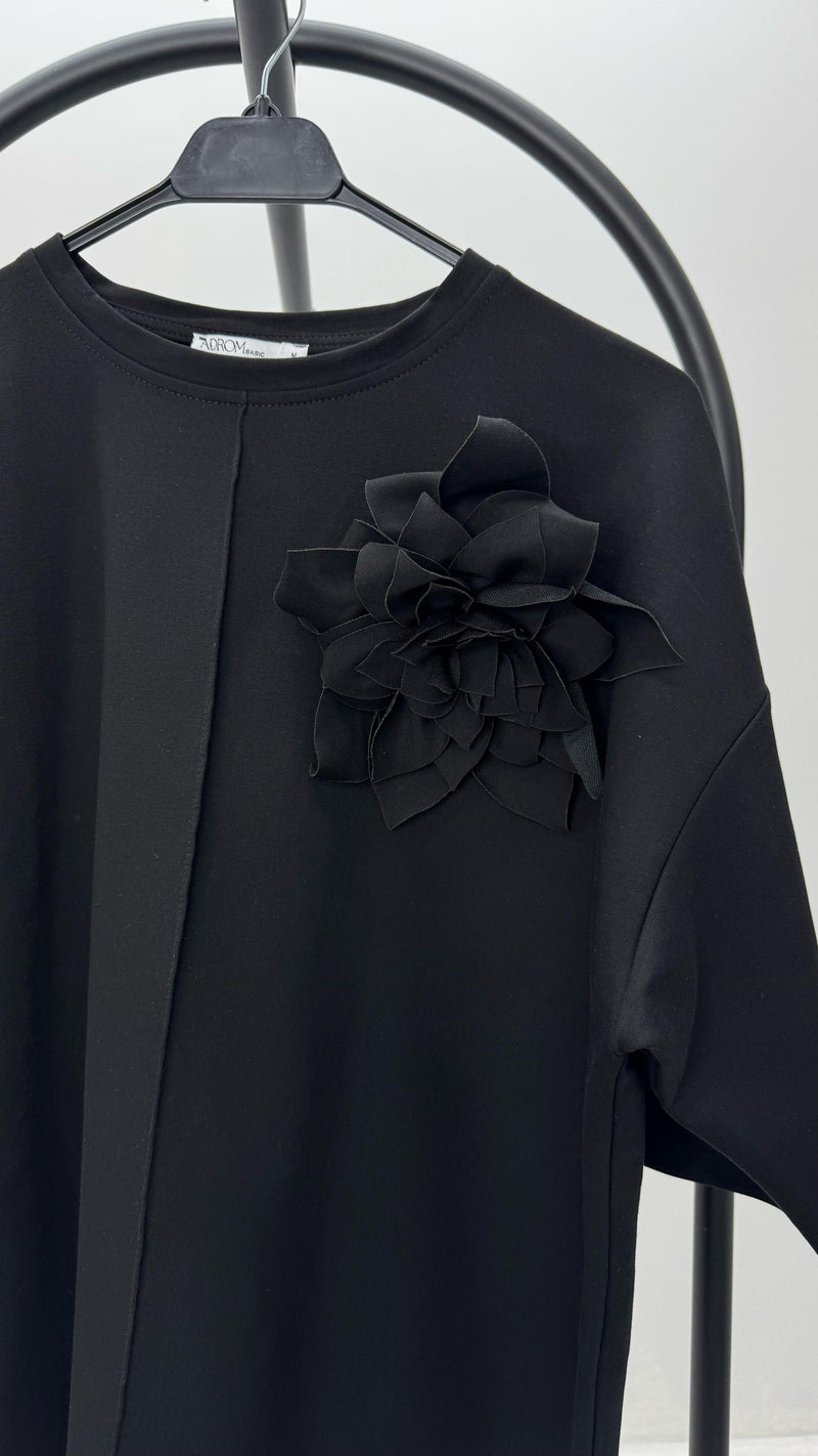 Kadın Kısa Kollu Çiçek Aksesuarlı Eşofman Takımı 4271-25