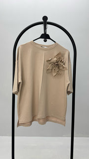 Kadın Kısa Kollu Çiçek Aksesuarlı Eşofman Takımı 4271-25