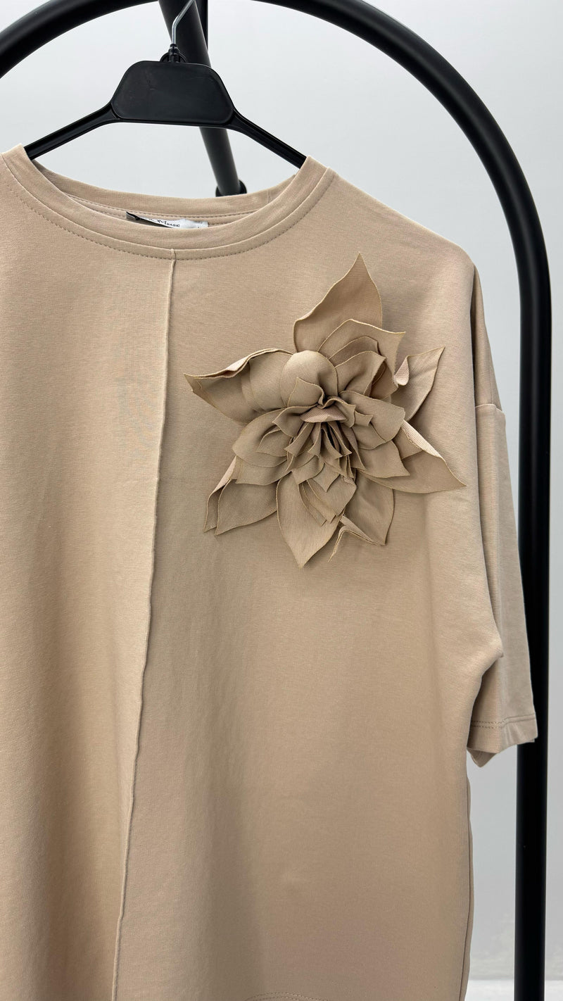 Kadın Kısa Kollu Çiçek Aksesuarlı Eşofman Takımı 4271-25