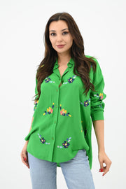 Kadın Nakış İşlemeli Oversize Gömlek 1735-24