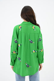 Kadın Nakış İşlemeli Oversize Gömlek 1735-24