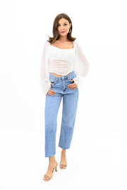 Kadın Şifon Crop Bluz 1734-24