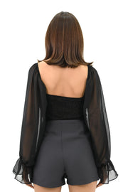 Kadın Şifon Crop Bluz 1734-24