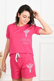 Kadın Taş Baskı Detaylı Şortlu Takım 3391-22