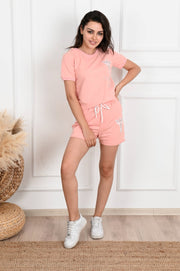 Kadın Taş Baskı Detaylı Şortlu Takım 3391-22