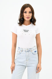 Kadın Taş İşlemeli Nakış Detaylı T-shirt 1774-25