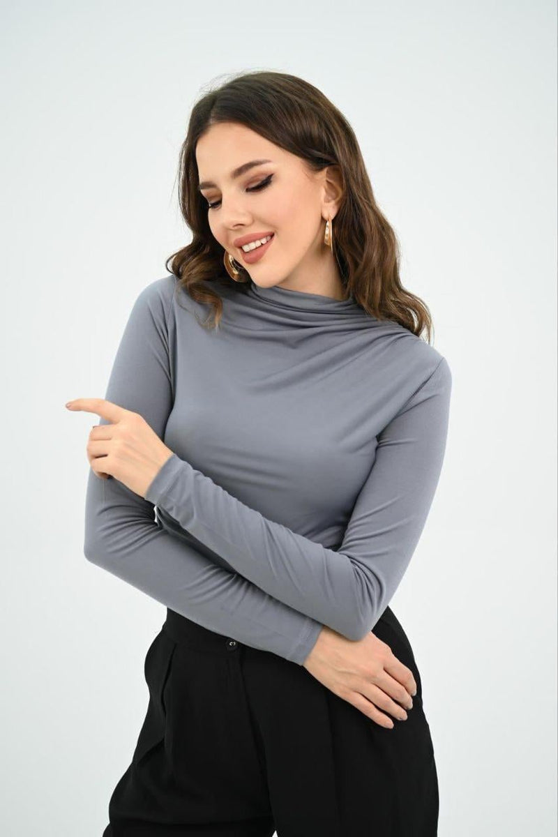 Kadın Uzun Kollu Degaje Yaka Çıtçıtlı Body 1870-25