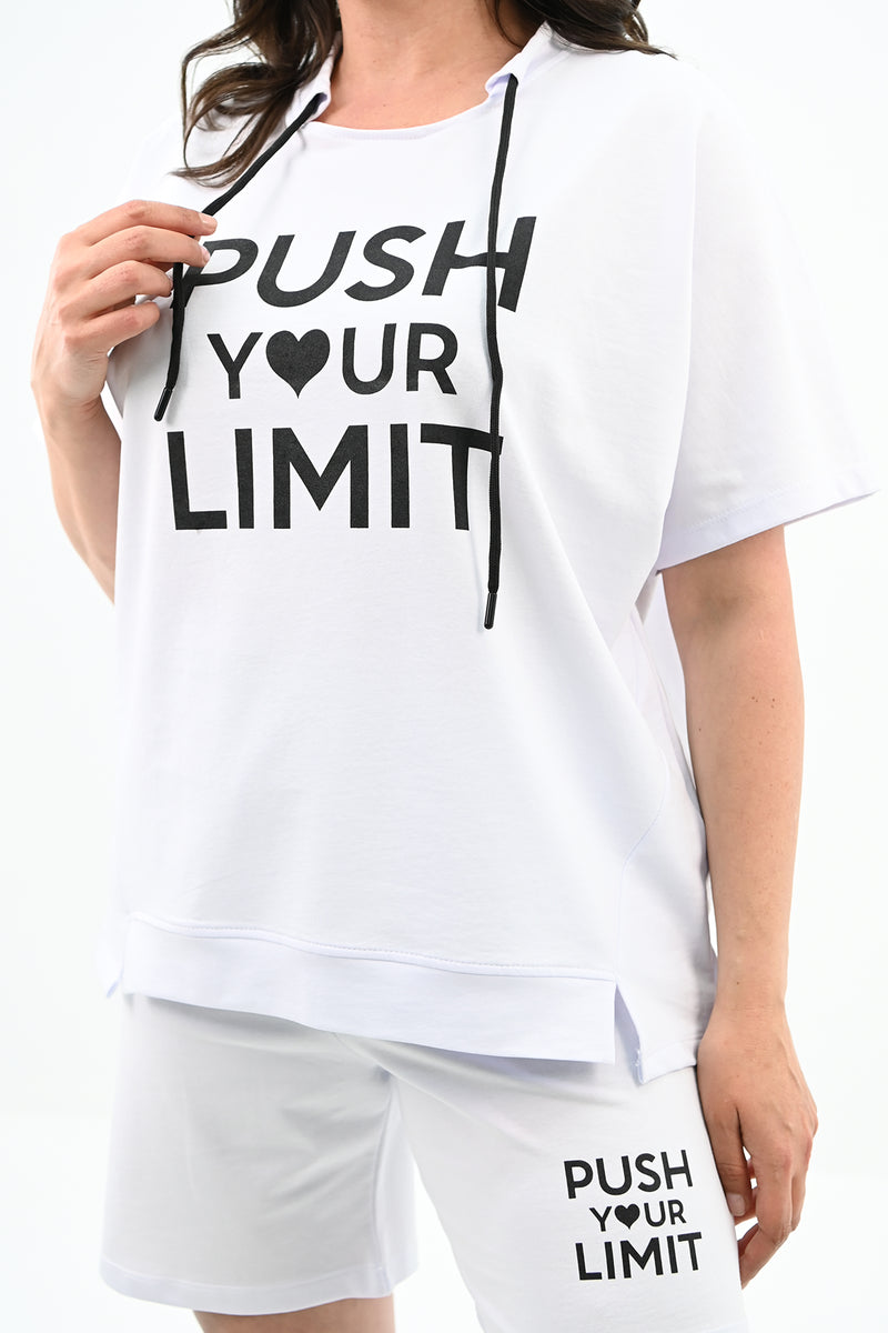 Kadın Yüksek Bel Yazı Baskılı Büyük Beden Şortlu Takım 8006-23