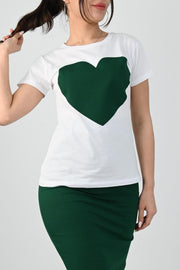 Kalp Baskılı Etek-T-shirt 8705