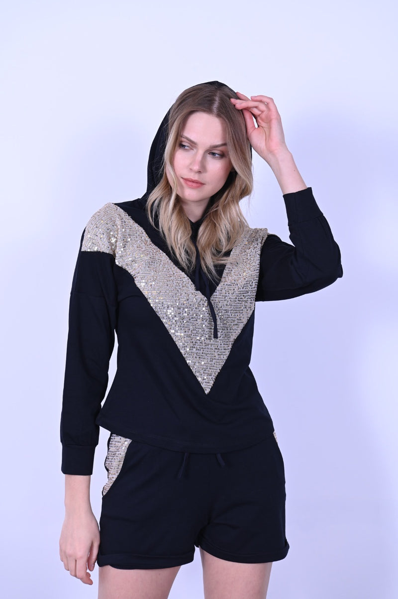 Pul Payet Detaylı Şortlu İkili Takımı 9027